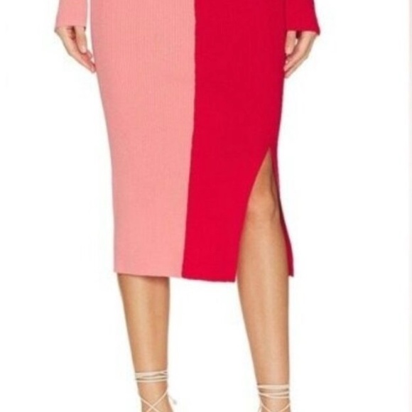 Colorblock Pink and Red Women's Skirt - Picture 1 of 7